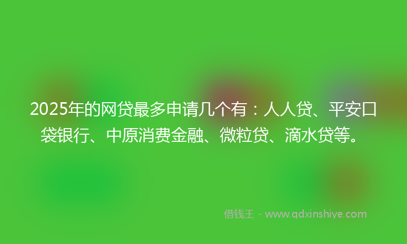 2025年的网贷最多申请几个有：人人贷、平安口袋银行、中原消费金融、微粒贷、滴水贷等。