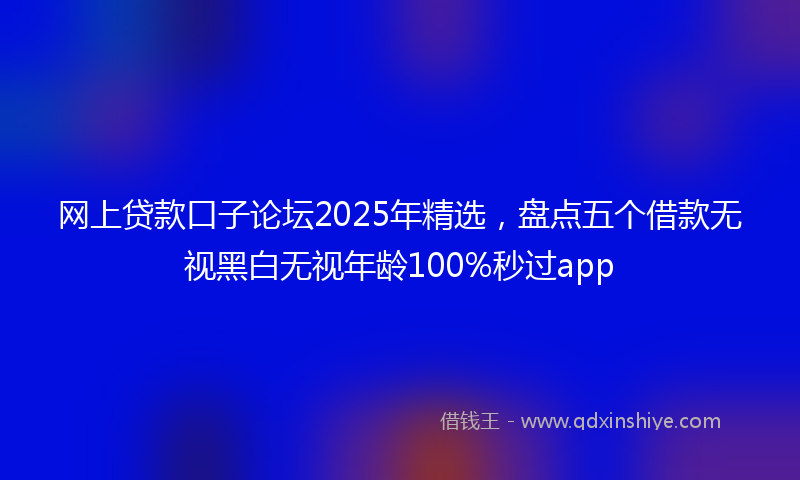 网上贷款口子论坛2025年精选，盘点五个借款无视黑白无视年龄100%秒过app