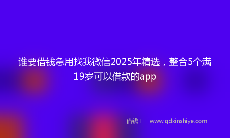 谁要借钱急用找我微信2025年精选，整合5个满19岁可以借款的app