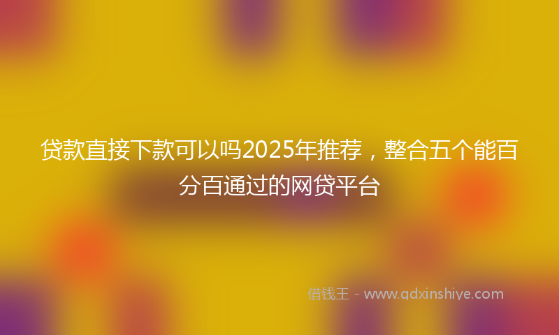 贷款直接下款可以吗2025年推荐，整合五个能百分百通过的网贷平台