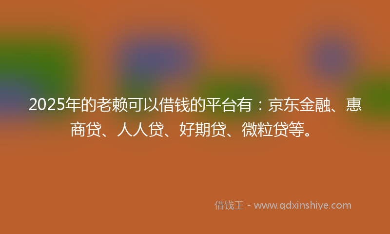 2025年的老赖可以借钱的平台有：京东金融、惠商贷、人人贷、好期贷、微粒贷等。