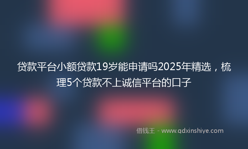 贷款平台小额贷款19岁能申请吗2025年精选，梳理5个贷款不上诚信平台的口子