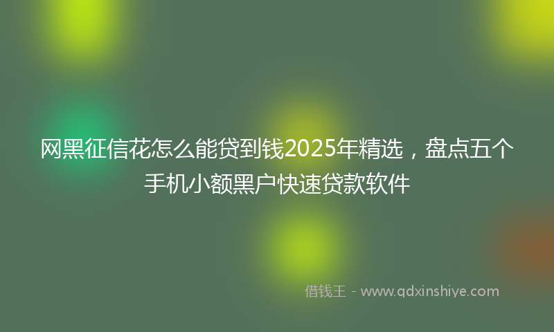 网黑征信花怎么能贷到钱2025年精选，盘点五个手机小额黑户快速贷款软件