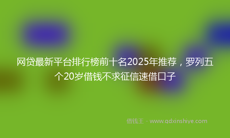 网贷最新平台排行榜前十名2025年推荐，罗列五个20岁借钱不求征信速借口子
