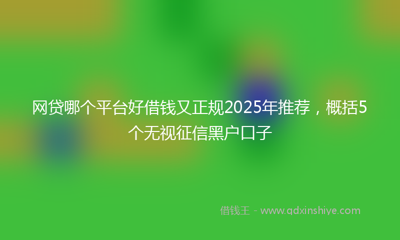 网贷哪个平台好借钱又正规2025年推荐，概括5个无视征信黑户口子