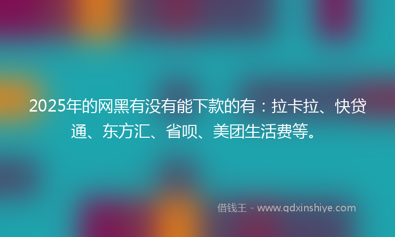 2025年的网黑有没有能下款的有：拉卡拉、快贷通、东方汇、省呗、美团生活费等。
