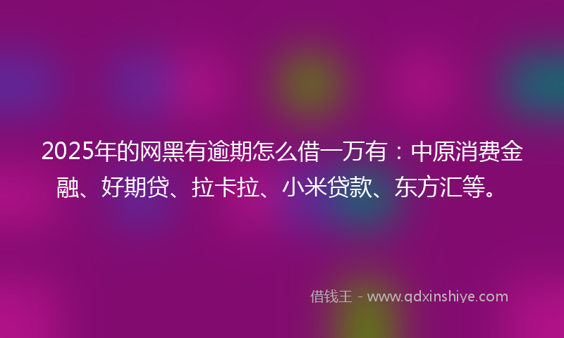 2025年的网黑有逾期怎么借一万有：中原消费金融、好期贷、拉卡拉、小米贷款、东方汇等。
