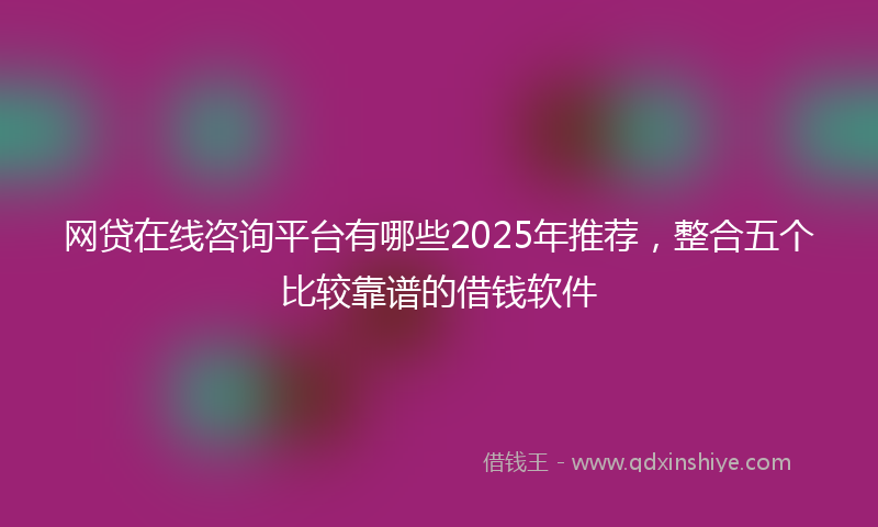 网贷在线咨询平台有哪些2025年推荐，整合五个比较靠谱的借钱软件