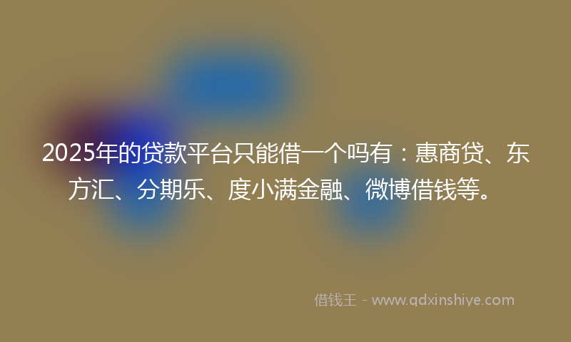 2025年的贷款平台只能借一个吗有：惠商贷、东方汇、分期乐、度小满金融、微博借钱等。
