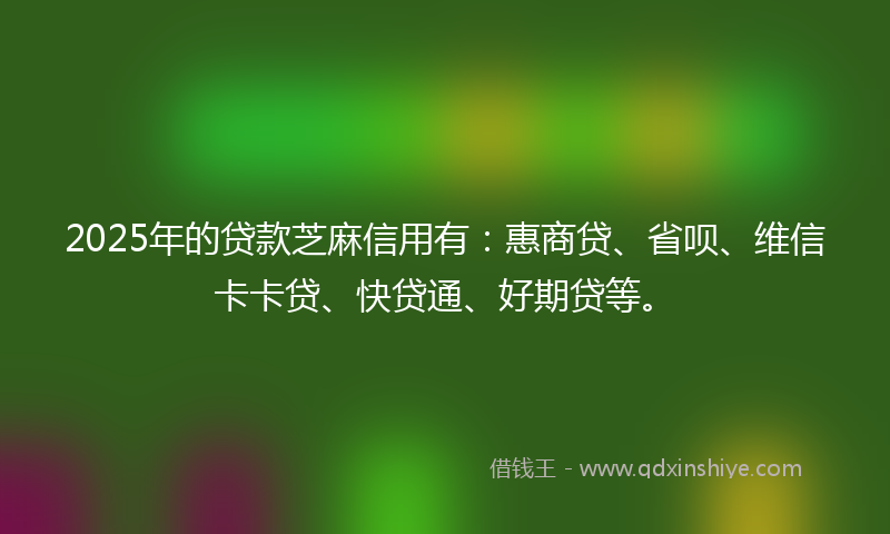 2025年的贷款芝麻信用有：惠商贷、省呗、维信卡卡贷、快贷通、好期贷等。