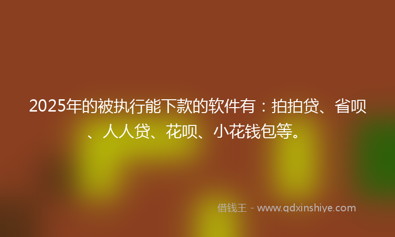 2025年的被执行能下款的软件有：拍拍贷、省呗、人人贷、花呗、小花钱包等。