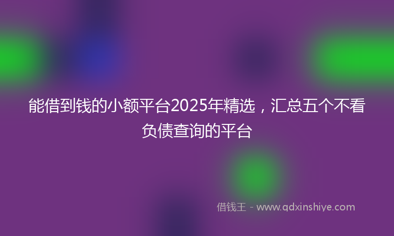 能借到钱的小额平台2025年精选，汇总五个不看负债查询的平台