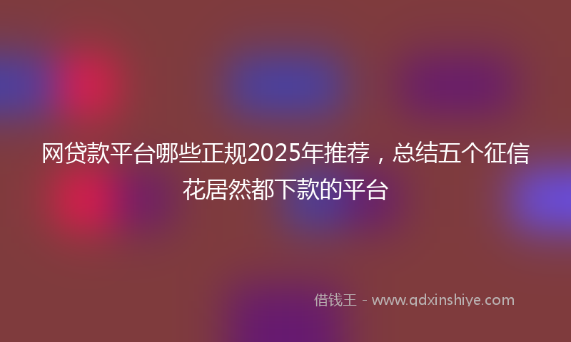 网贷款平台哪些正规2025年推荐，总结五个征信花居然都下款的平台