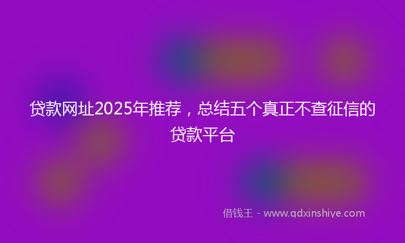 贷款网址2025年推荐，总结五个真正不查征信的贷款平台