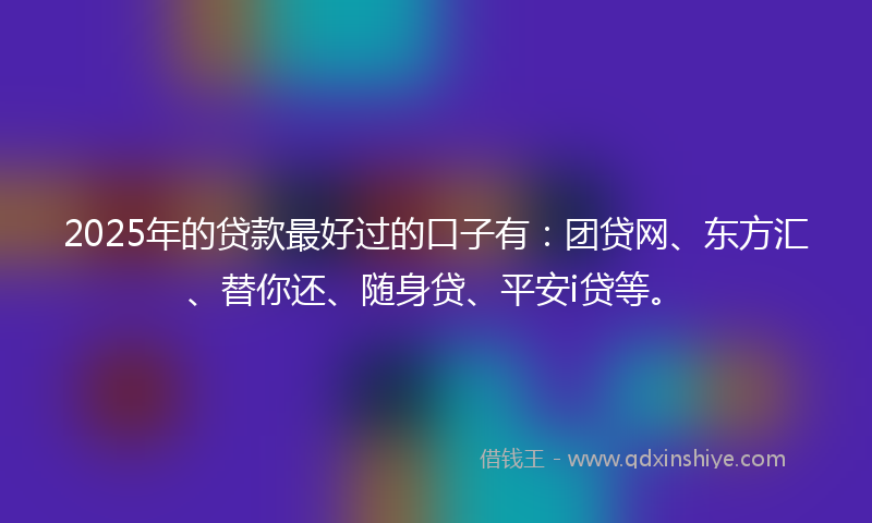 2025年的贷款最好过的口子有：团贷网、东方汇、替你还、随身贷、平安i贷等。