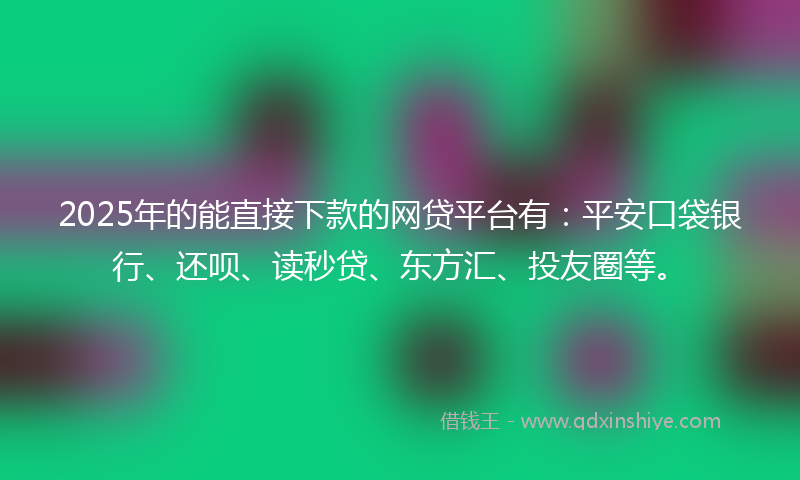 2025年的能直接下款的网贷平台有：平安口袋银行、还呗、读秒贷、东方汇、投友圈等。