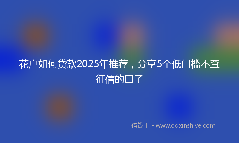 花户如何贷款2025年推荐,分享5个低门槛不查征信的口子