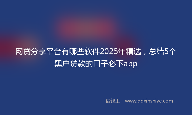 网贷分享平台有哪些软件2025年精选，总结5个黑户贷款的口子必下app