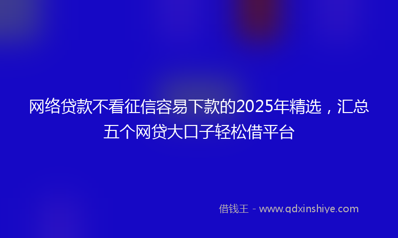 网络贷款不看征信容易下款的2025年精选，汇总五个网贷大口子轻松借平台