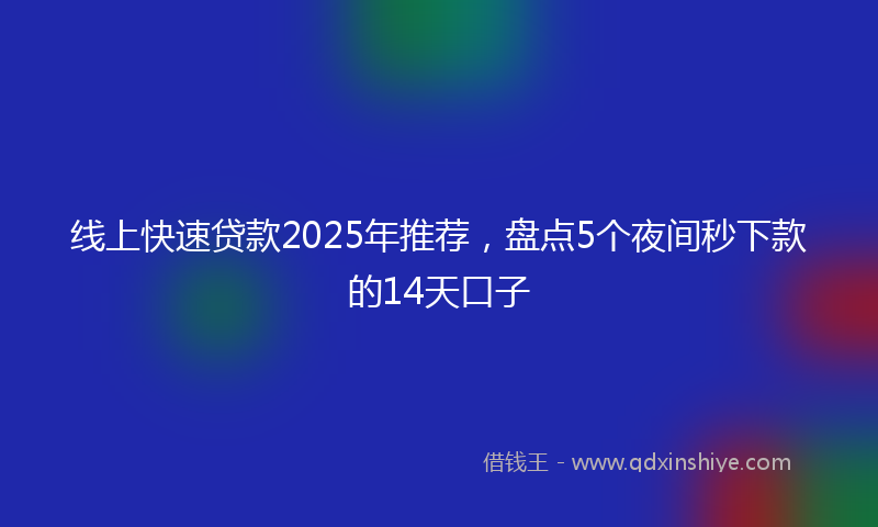 线上快速贷款2025年推荐，盘点5个夜间秒下款的14天口子
