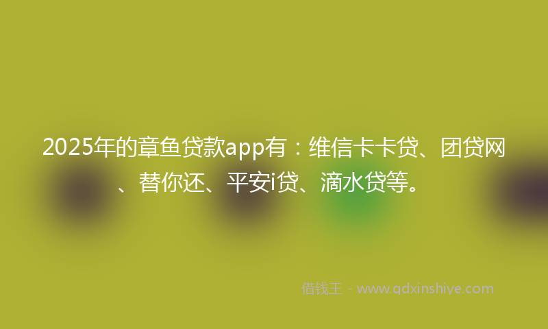 2025年的章鱼贷款app有：维信卡卡贷、团贷网、替你还、平安i贷、滴水贷等。