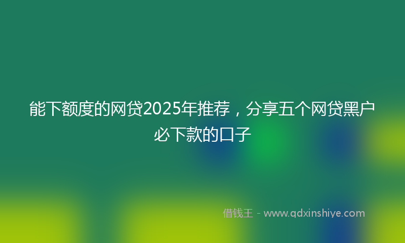 能下额度的网贷2025年推荐，分享五个网贷黑户必下款的口子