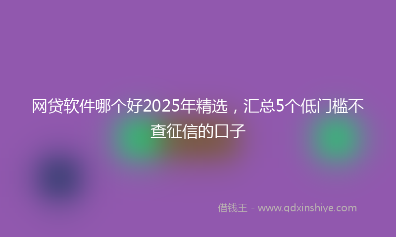 网贷软件哪个好2025年精选，汇总5个低门槛不查征信的口子