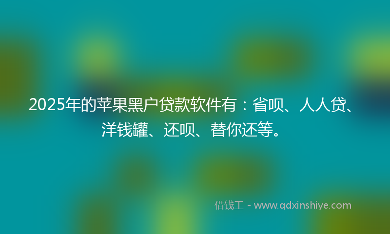 2025年的苹果黑户贷款软件有：省呗、人人贷、洋钱罐、还呗、替你还等。