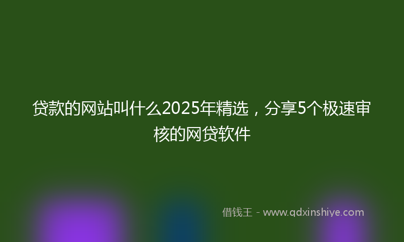 贷款的网站叫什么2025年精选，分享5个极速审核的网贷软件