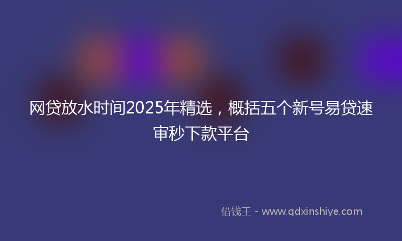网贷放水时间2025年精选，概括五个新号易贷速审秒下款平台