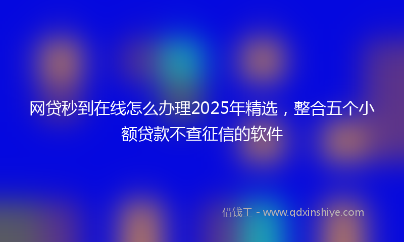 网贷秒到在线怎么办理2025年精选，整合五个小额贷款不查征信的软件