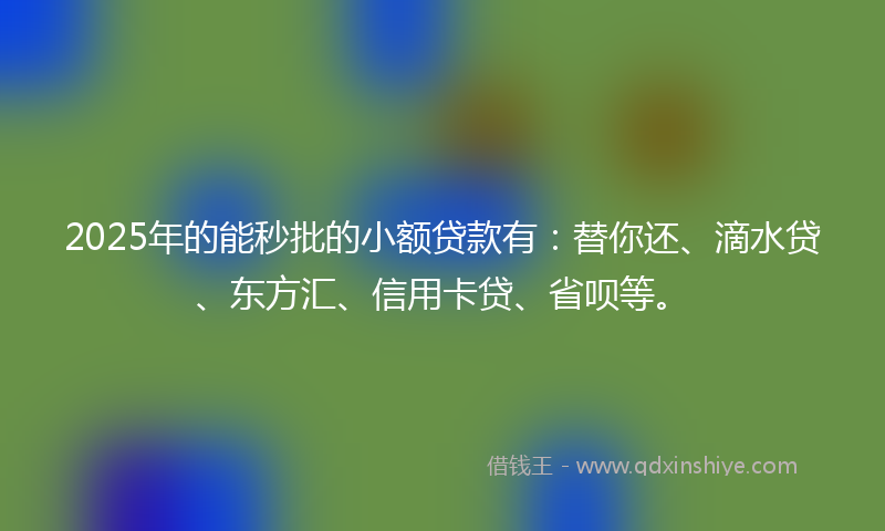 2025年的能秒批的小额贷款有：替你还、滴水贷、东方汇、信用卡贷、省呗等。