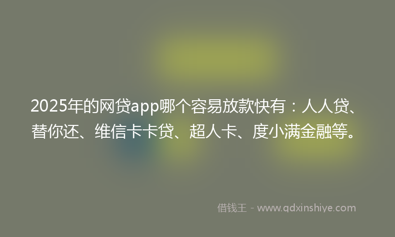 2025年的网贷app哪个容易放款快有：人人贷、替你还、维信卡卡贷、超人卡、度小满金融等。