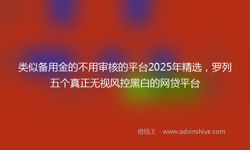 类似备用金的不用审核的平台2025年精选，罗列五个真正无视风控黑白的网贷平台
