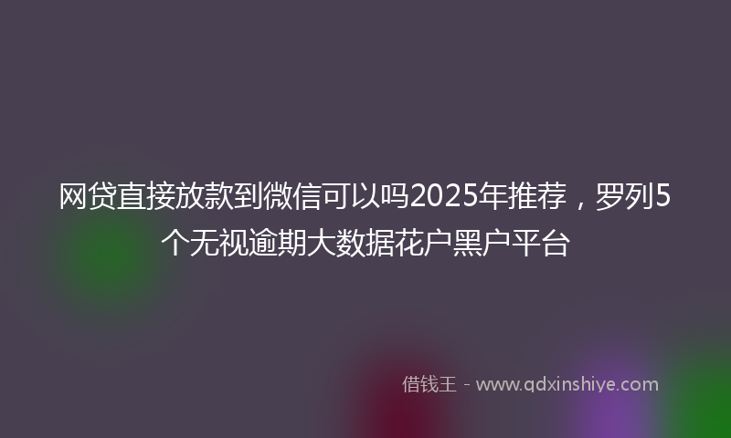 网贷直接放款到微信可以吗2025年推荐，罗列5个无视逾期大数据花户黑户平台