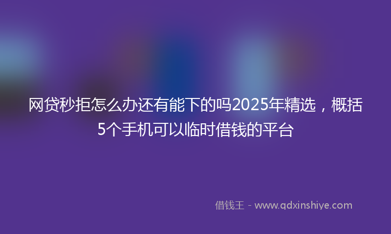 网贷秒拒怎么办还有能下的吗2025年精选，概括5个手机可以临时借钱的平台