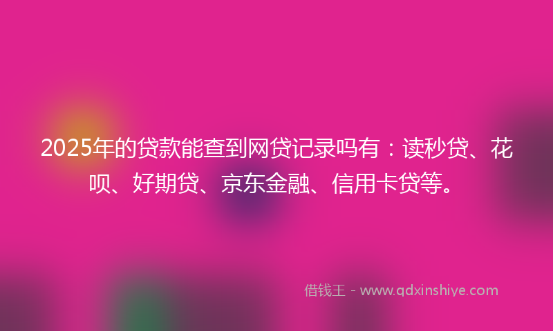 2025年的贷款能查到网贷记录吗有：读秒贷、花呗、好期贷、京东金融、信用卡贷等。