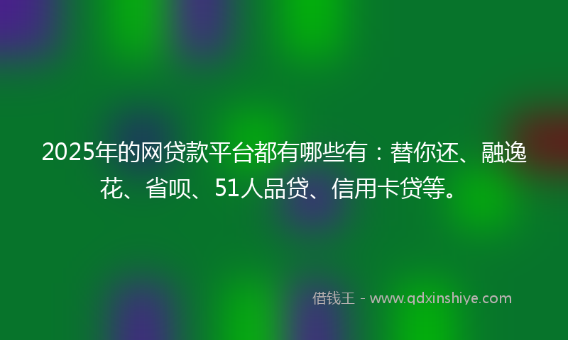 2025年的网贷款平台都有哪些有：替你还、融逸花、省呗、51人品贷、信用卡贷等。