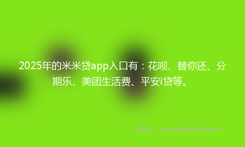 2025年的米米贷app入口有：花呗、替你还、分期乐、美团生活费、平安i贷等。