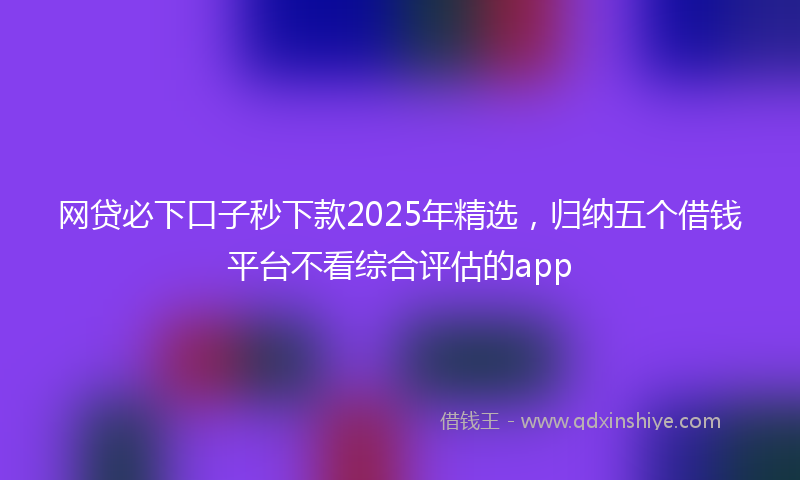 网贷必下口子秒下款2025年精选，归纳五个借钱平台不看综合评估的app