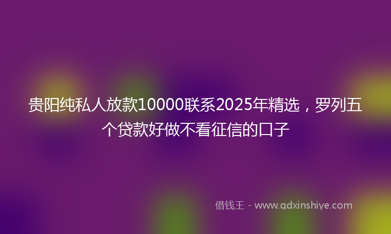 贵阳纯私人放款10000联系2025年精选，罗列五个贷款好做不看征信的口子