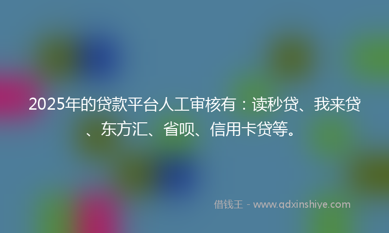 2025年的贷款平台人工审核有：读秒贷、我来贷、东方汇、省呗、信用卡贷等。