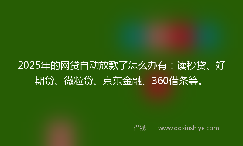 2025年的网贷自动放款了怎么办有：读秒贷、好期贷、微粒贷、京东金融、360借条等。