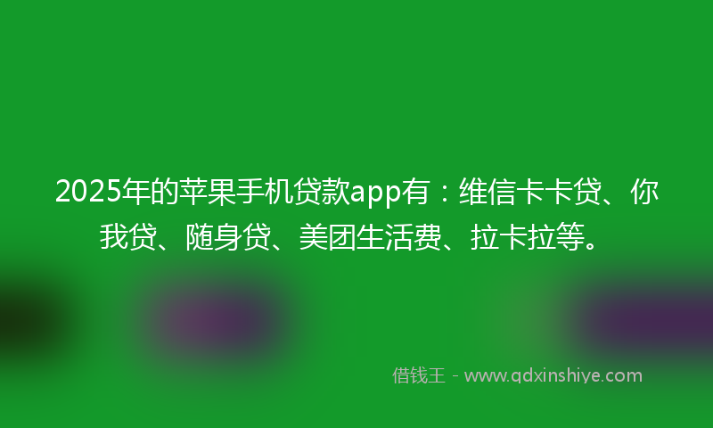 2025年的苹果手机贷款app有：维信卡卡贷、你我贷、随身贷、美团生活费、拉卡拉等。