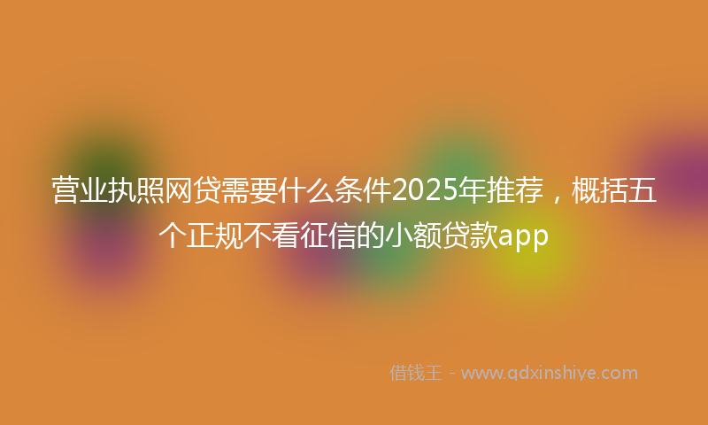 营业执照网贷需要什么条件2025年推荐，概括五个正规不看征信的小额贷款app