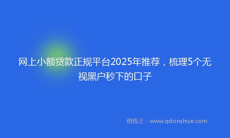 网上小额贷款正规平台2025年推荐，梳理5个无视黑户秒下的口子