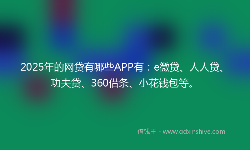 2025年的网贷有哪些APP有：e微贷、人人贷、功夫贷、360借条、小花钱包等。