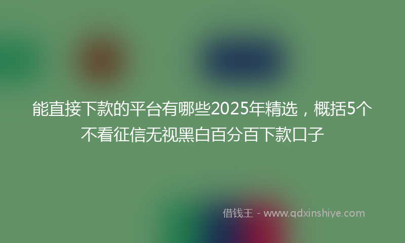 能直接下款的平台有哪些2025年精选，概括5个不看征信无视黑白百分百下款口子