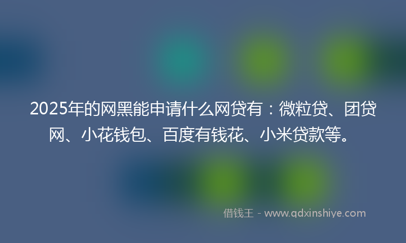 2025年的网黑能申请什么网贷有：微粒贷、团贷网、小花钱包、百度有钱花、小米贷款等。