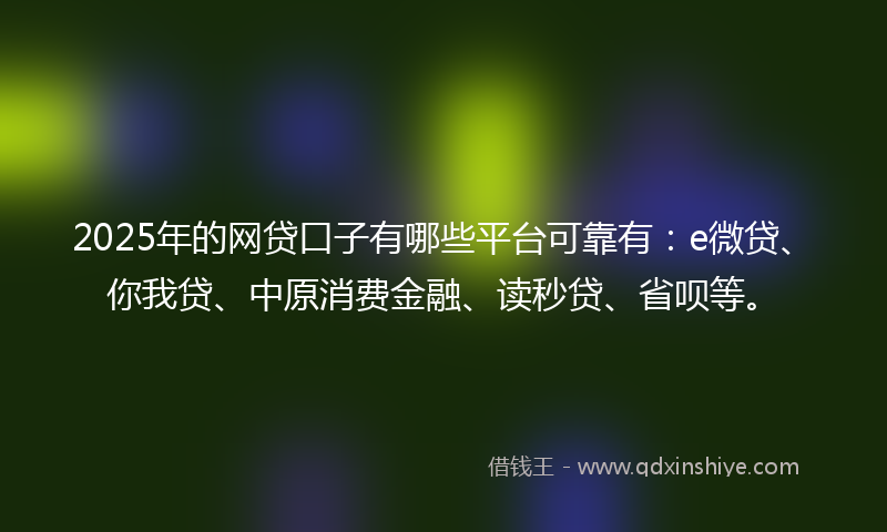 2025年的网贷口子有哪些平台可靠有：e微贷、你我贷、中原消费金融、读秒贷、省呗等。